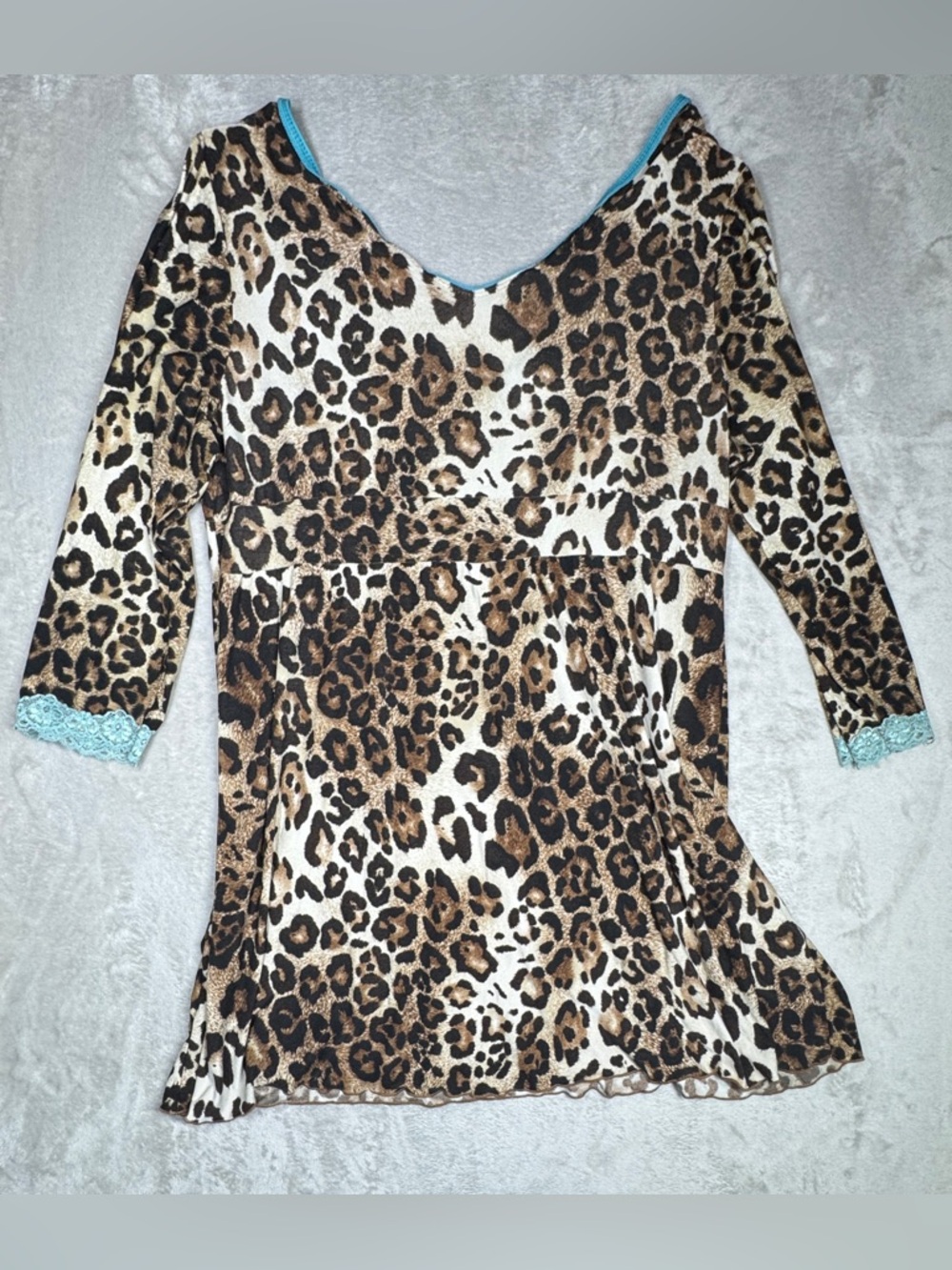 Bisou Bisou Intimates Babydoll Leopard Animal Print Mini Nightgown Dress Size XL - Picture 11 of 16